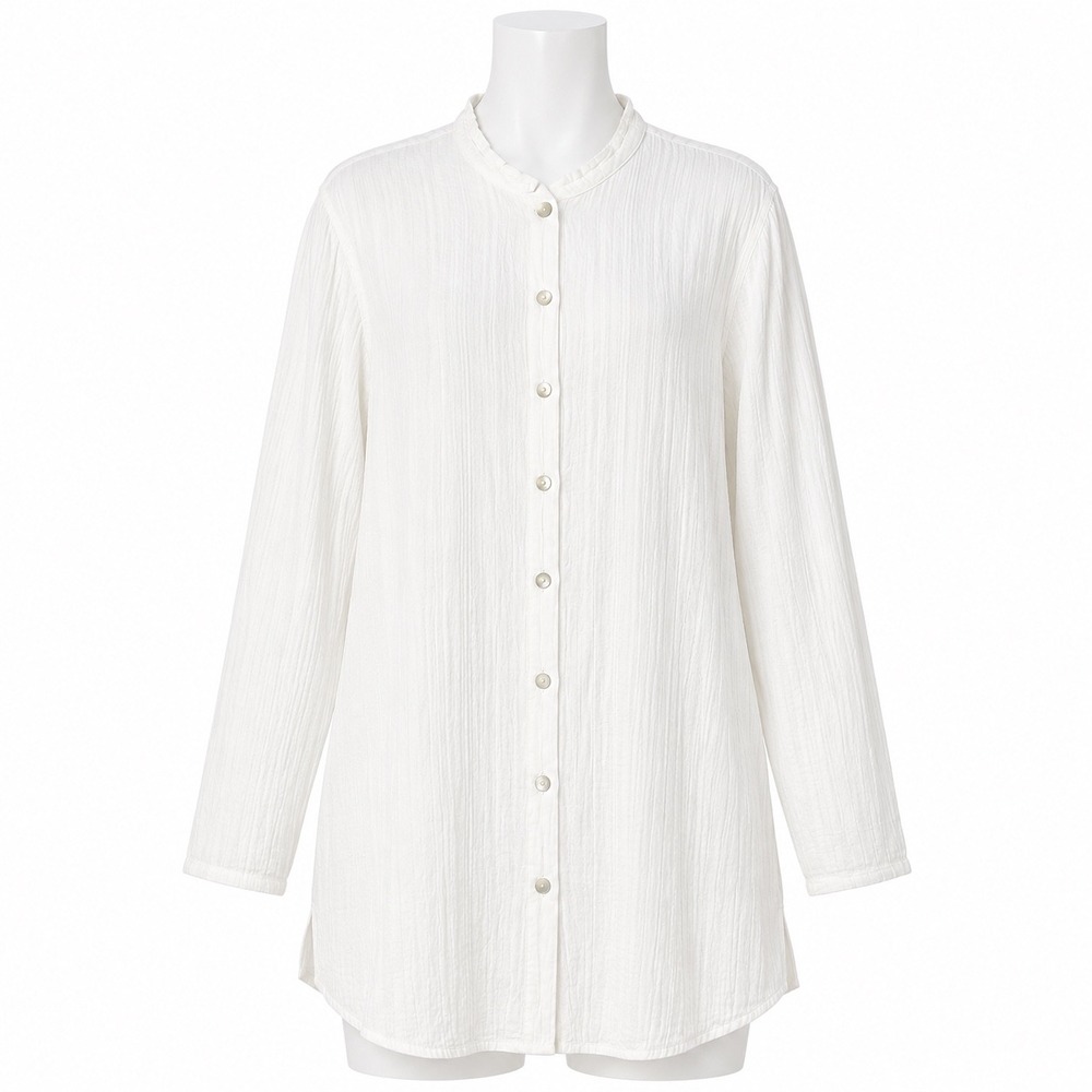 Ocean Pacific Vintage Crinkle Gauze Tunic White Cotton Womens Small Beach Shirt